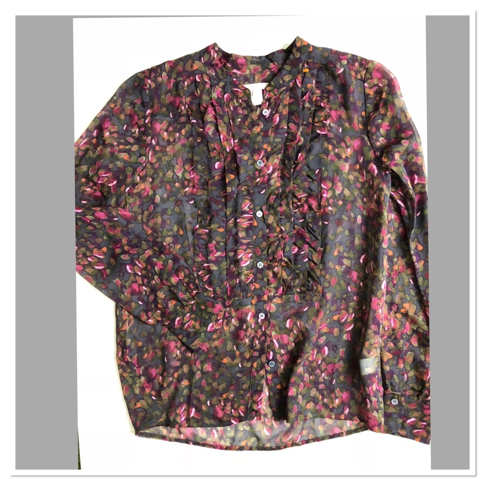 J. Crew Bayberry Flouncette floral Blouse ruffle - Picture 3 of 7